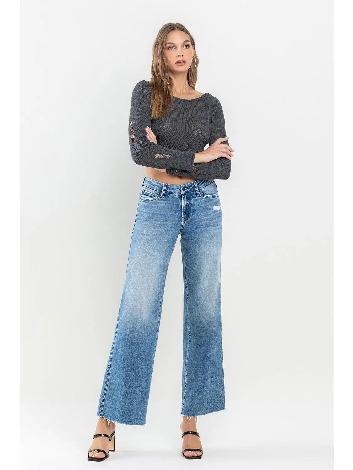 Olivia Mid Rise Wide Leg Jeans